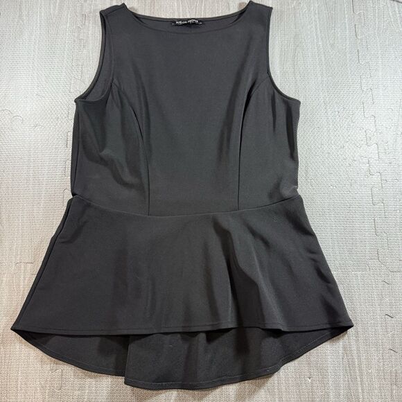 BOSTON PROPER Large Black Peplum Top Blouse Sleeveless - Picture 1 of 6